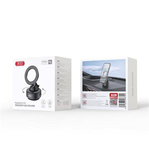 XO C172 Supporto Magnetico da Auto per Smartphone - Ventosa - Rotazione 360º - Batteria 130mah - Colore Nero