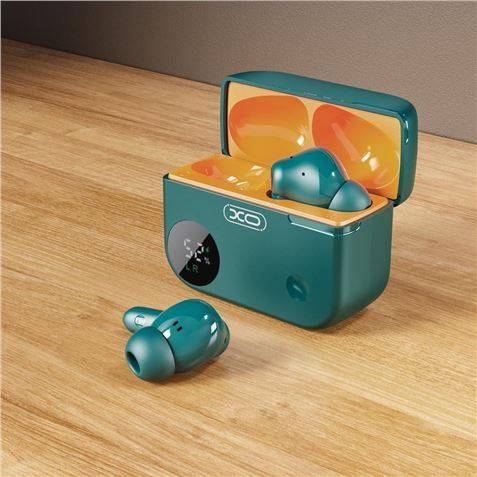 XO G34 Cuffie Bluetooth 5.4 - TWS - Cancellazione Rumore ENC+ANC - Custodia con Display LCD - Colore Verde