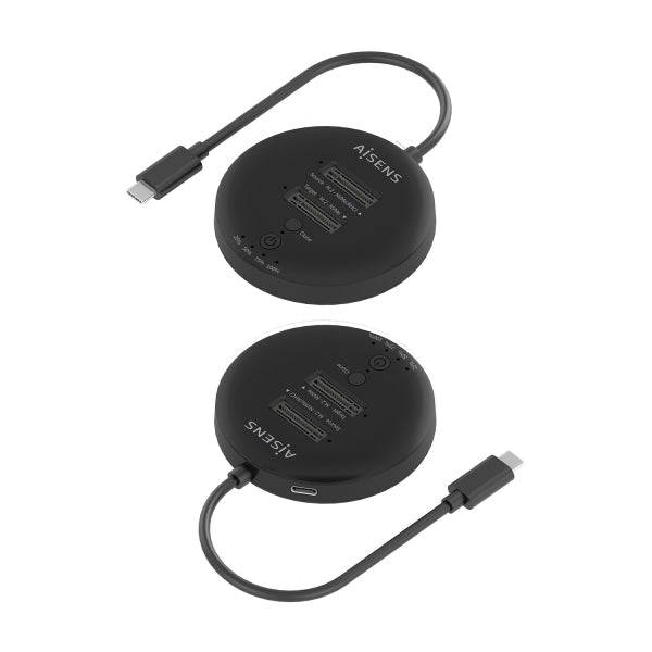 Aisens ASDS-2M2N05 Stazione Docking Doppio Vano M.2 NVME a USB-C 3.2 Gen2x2 - Clone - Colore Nero