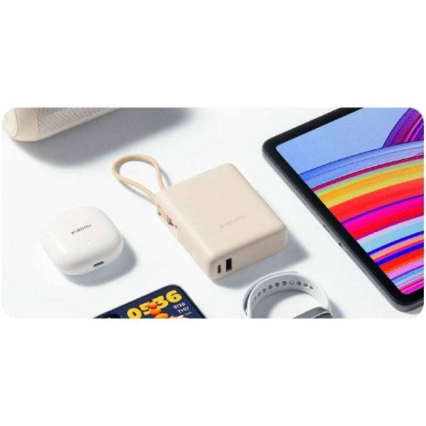Xiaomi Tan GL Powerbank 10000 mAh - 33W - Cavo Integrato - Ricarica Rapida - Molteplici Strati di Protezione - Colore Beige