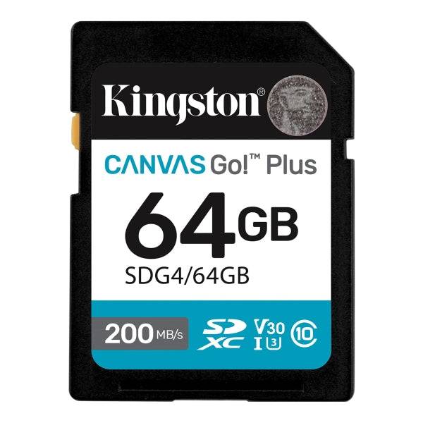 Kingston Scheda SDXC 64GB UHS-I U3 V30 Classe 10 200MB/s Canvas Go Plus