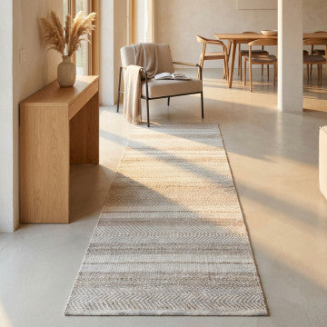 Tappeto in lana e cotone avorio con motivi decorativi 160x230 cm
