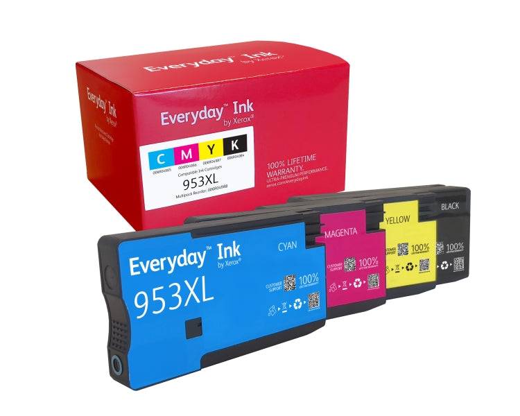 Xerox Everyday HP 953XL Confezione 4 Cartucce d'Inchiostro Rigenerate - Sostituisce L0S70AE/F6U16AE/F6U17AE/F6U18AE/L0S58AE/F6U12AE/F6U13AE/F6U14AE (Chip rinforzato contro aggiornamenti)