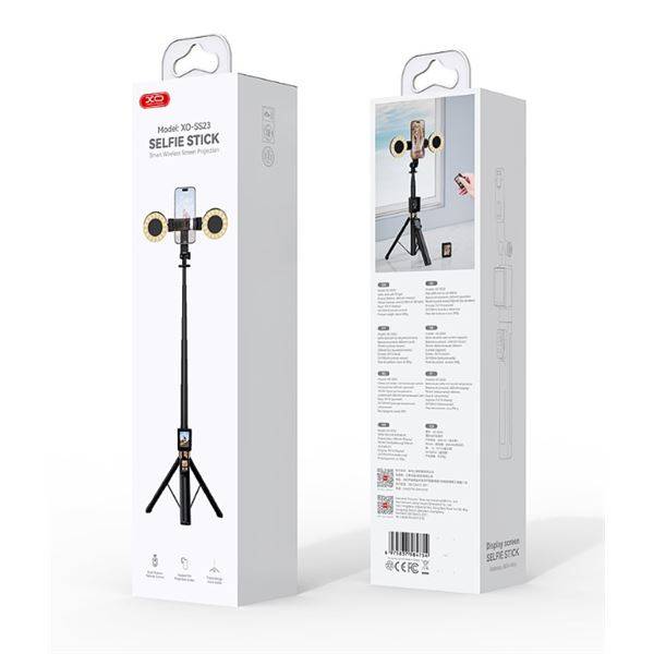 XO SS23 Treppiede + Asta Selfie - Telecomando Bluetooth - LED Laterali Inclusi - Colore Nero