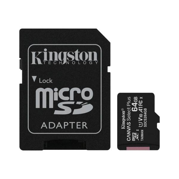 Kingston Scheda Micro SDXC 64GB Classe 10 100MB/s Canvas Select Plus + Adattatore SD