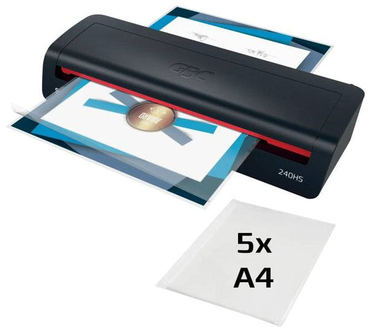 GBC 240HS Home Office A3 Plastificatrice - Riscaldamento 2 Minuti - Da Documenti Identità fino a Documenti A3 - Compatibile Buste 75 a 125 Micron - Colore Nero/Rosso