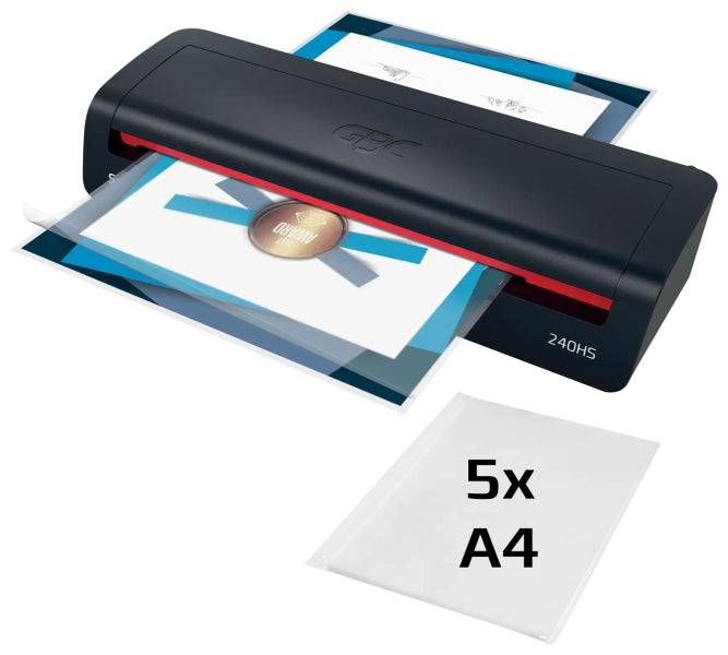 GBC 240HS Home Office A3 Plastificatrice - Riscaldamento 2 Minuti - Da Documenti Identità fino a Documenti A3 - Compatibile Buste 75 a 125 Micron - Colore Nero/Rosso