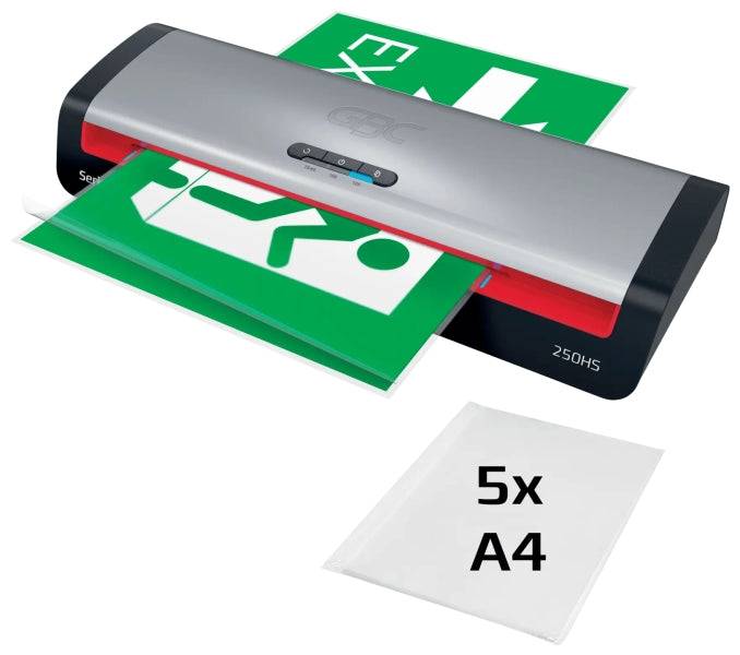 GBC 250HS Home Office A3 Plastificatrice - Riscaldamento in 1 Minuto - Da Documenti di Identità a Documenti A3 - Compatibile con Buste da 75 a 125 Micron - Colore Nero/Argento