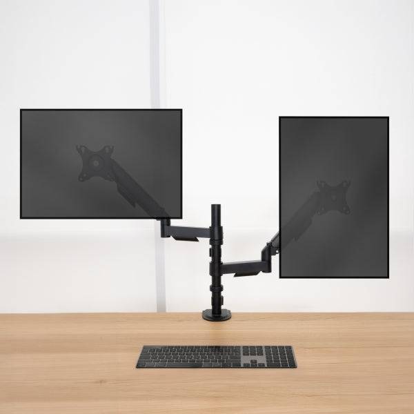 Tooq Supporto da Tavolo con Bracci Articolati per 2 Monitor 17"-32" - Regolabile in Altezza, Girevole e Inclinabile - Gestione Cavi - Peso Max 9kg per Braccio - VESA 100x100mm