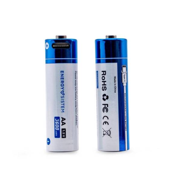 Energy Sistem Charge Pro C Confezione 2 Pile Ricaricabili USB-C - 3405mWh - 2270mAh - AA - 2,5V - Ricarica via USB-C