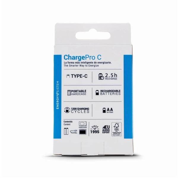 Energy Sistem Charge Pro C Confezione 2 Pile Ricaricabili USB-C - 3405mWh - 2270mAh - AA - 2,5V - Ricarica via USB-C