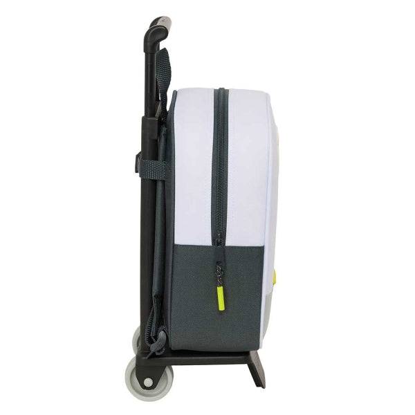 Safta Real Madrid Zaino da 6L con Carrello 805 Integrato - Estraibile per il Lavaggio - Targhetta di Identificazione Personale - Carrello in PP e PVC Resistente - 22x27x10cm - Colore Bianco e Nero