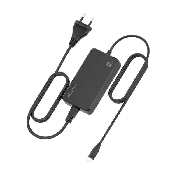 Aisens Caricabatterie per Notebook GaN USB-C/PD 65W - Cavo di 1.80m - Colore Nero