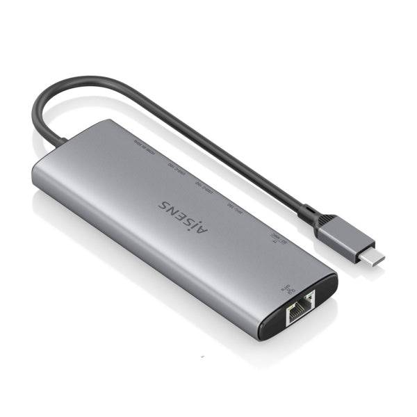 Aisens USB-C Dock 7 in 1 - USB-C a 1xHDMI - 1xRJ45 - 1xUSB-A 10G - 2xUSB-C 10G - 1xSD - 1xMicroSD - 20cm - Colore Grigio