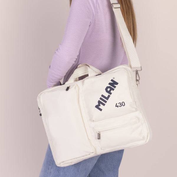 Milan 430 Since 1918 Valigetta per Portatili fino a 17" - Chiusura a Zip - 3 Scomparti - 42x34x9cm - Colore Beige