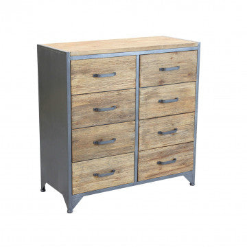 Cassettiera in metallo e legno, 81,5x38x82,5 cm, colore marrone