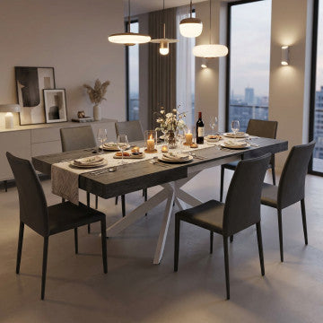 Tavolo allungabile con piano MDF melaminico effetto legno 160/240x90 cm
