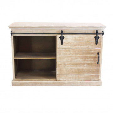 Mobile colonna in metallo e legno, 124x43x81,5 cm, colore marrone