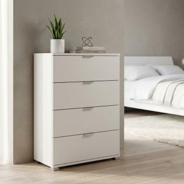 Cassettiera 4 cassetti in truciolare bilaminato bianco 60x38x85 cm