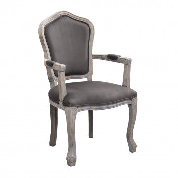 Poltrona in velluto taupe con struttura in legno 55x51x100 cm