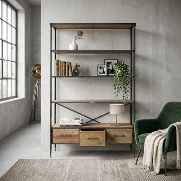 Mobile con struttura in metallo e legno, dimensioni 128x44,5x153,5 cm