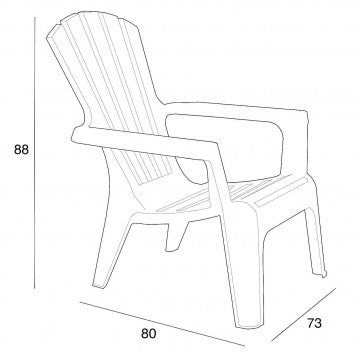 Poltrona resort impilabile in polipropilene, dimensioni 73x80x88 cm