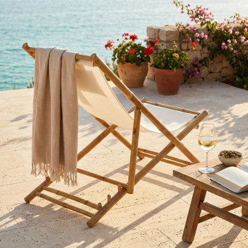 Sdraio dondolo in bamboo con cuscino 117x60x68 cm peso 6 kg