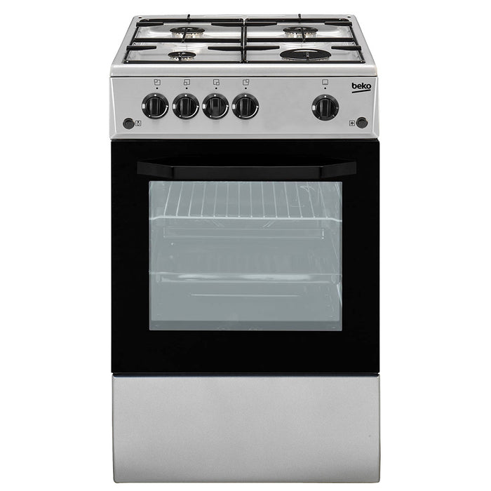 Cucina a Gas 4 Bruciatori Forno Elettrico 54lt Argento