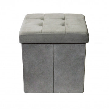 Pouf contenitore quadrato in velluto tortora 38x38x38 cm