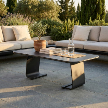 Tavolino ovale struttura alluminio 60x100x45 cm design moderno