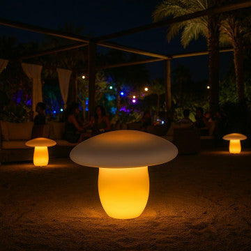 Funghetto luminoso grande in polietilene giallo, ricaricabile USB