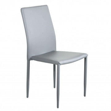 Sedia in acciaio e ecopelle, grigio chiaro, 41x50x91 cm
