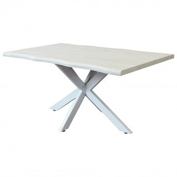 Tavolo piano MDF effetto legno struttura metallo bianca 160x90x75 cm