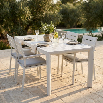 Tavolo allungabile in alluminio bianco 160/240 x 100 cm altezza 74
