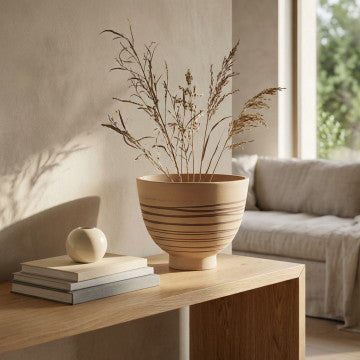 Vaso in fibra sintetica colore taupe Ø 45 cm altezza 32 cm