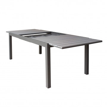 Tavolo allungabile 180/240 x 100 cm in polywood grigio e alluminio