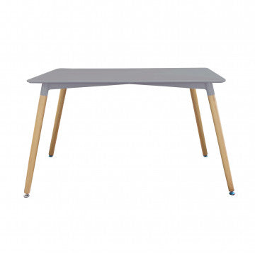 Tavolo rettangolare piano ABS grigio gambe legno 140x80x75 cm