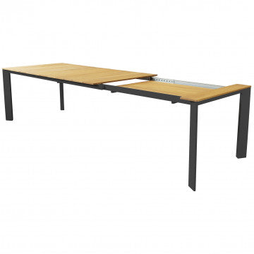Tavolo allungabile 210/275x100 cm piano teak struttura alluminio