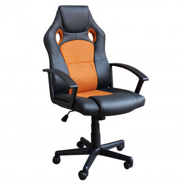 Poltrona gaming in poliuretano rosso nero, 61x65x104-113,5 cm
