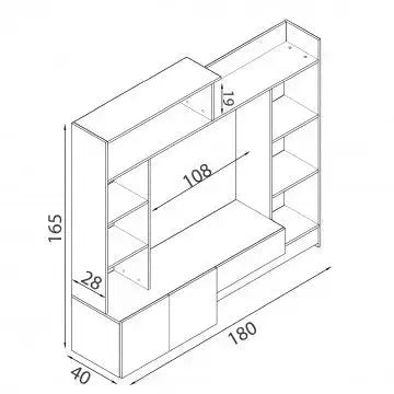 Parete Soggiorno Entry Pino Chiaro e Grigio - Dimensioni: cm 180 x 28/40 x 165 h Pareti Attrezzate Hobby Shop Solution   