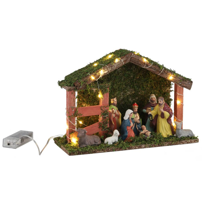 Presepe di Natale Illuminato con LED in Legno Decorazione