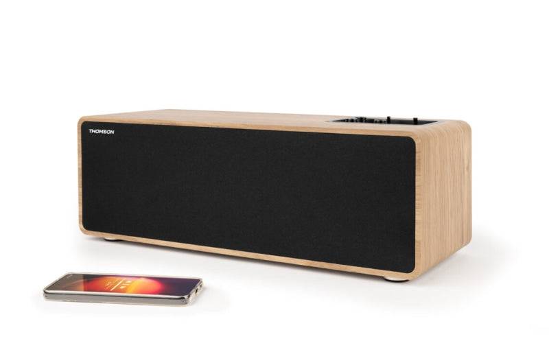 Thomson Sistema Multimediale Stereo - Potenza Musicale 150W - Bluetooth - Ingresso TV, RCA, USB, Ottico - Telecomando - Finitura Legno e Nero
