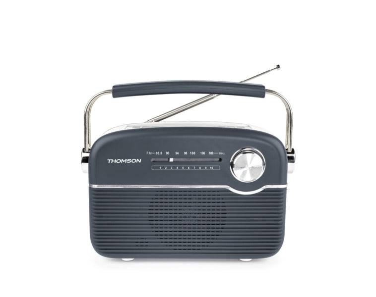 Thomson Radio Solare Portatile Retrò RTS450BT - FM - Ricarica Energia Solare o USB-C - Antenna Telescopica - Bluetooth