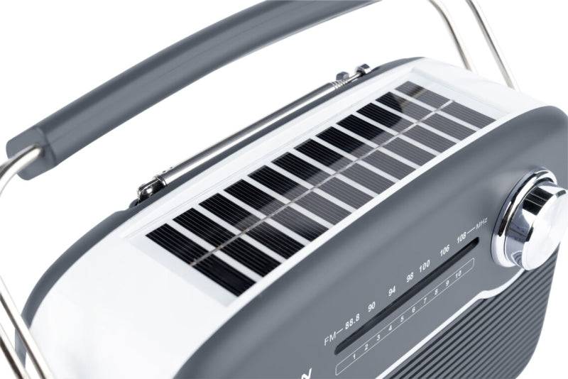 Thomson Radio Solare Portatile Retrò RTS450BT - FM - Ricarica Energia Solare o USB-C - Antenna Telescopica - Bluetooth