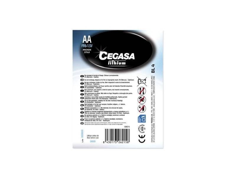 Cegasa Lithium Confezione da 4 Pile Litio AA FR6 1.5V