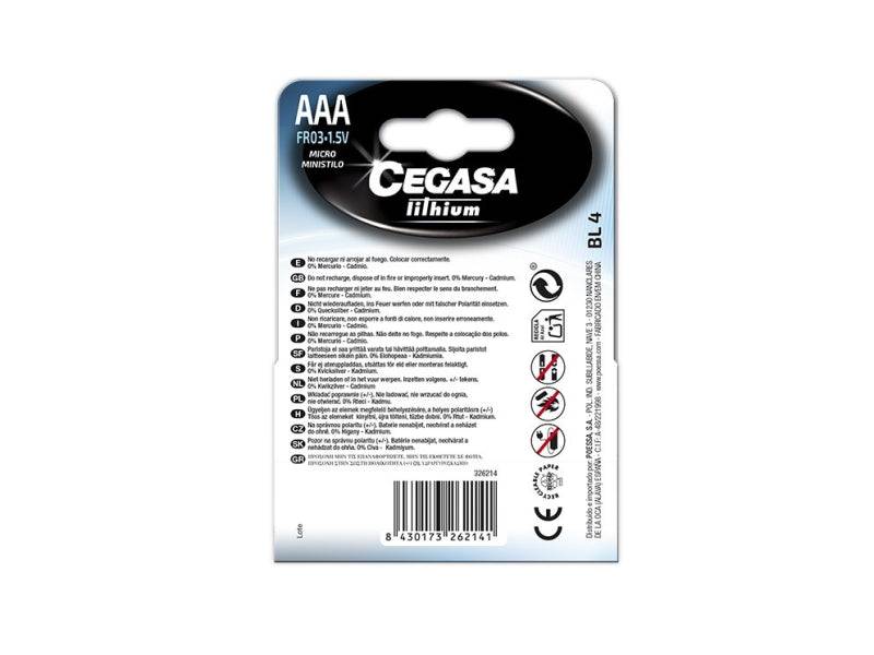 Cegasa Lithium Confezione da 4 Pilas de Litio AAA LR03 1.5V