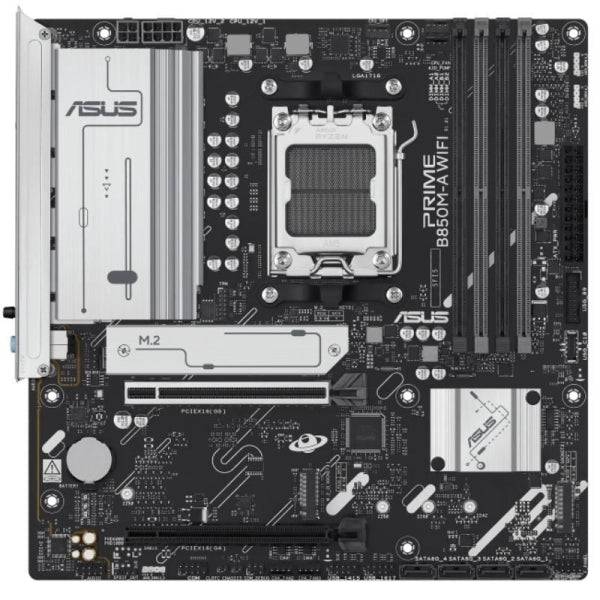 Asus Prime B850M-A WIFI Scheda Madre AM5 - WiFi, Bluetooth, 4x DDR5, 3x M2, 4x SATA III, PCIe 3.0, 4.0, USB 2.0, 3.2, USB-C, RJ-45, HDMI, DisplayPort - Form Factor MicroATX