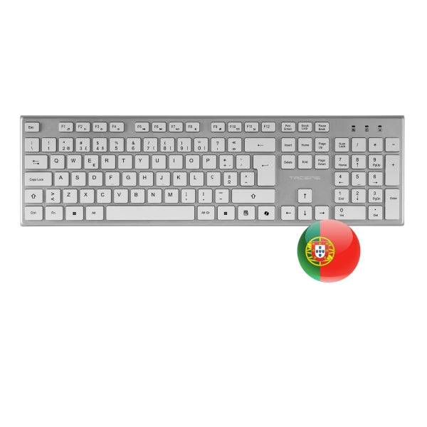 Tacens Zenith Combo Pack Wireless Tastiera Completa + Mouse e Tappetino - Disposizione Portoghese QWERTY PT - Tasti Silenziosi Profilo Basso - Sensore da 3200dpi - Connessione Dual Link 2.4GHz - Switch HUANO