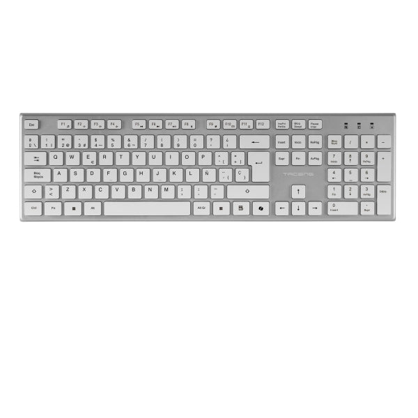 Tacens Zenith Combo Pack Wireless Tastiera Completa + Mouse e Tappetino - Disposizione QWERTY ES - Tasti Silenziosi Profilo Basso - Sensore 3200dpi - Connessione Dual Link 2.4GHz - Switch HUANO - Colore Bianco