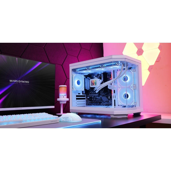 Mars Gaming MC-3TCOREM Minitorre Ultracompatta - Supporto MicroATX/Mini-ITX - Triplo Vetro Temperato - Doppia Camera - 5 Slot di Espansione - 435x287x370mm